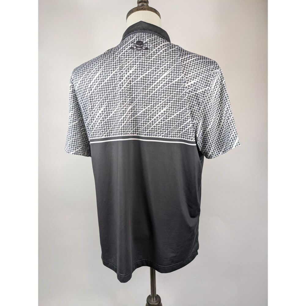 Tattoo Golf Mens M Polo Shirt Black White Houndstooth Print Athletic Performance - Picture 3 of 10
